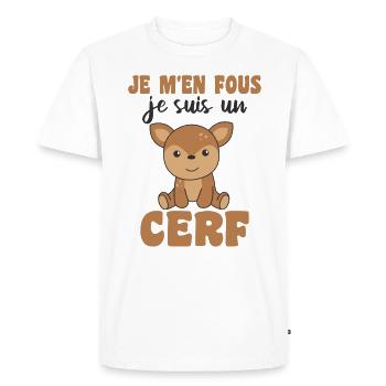 Je m'en fous je suis un cerf - sweet deer - Men's Premium Organic T-Shirt - white - Front - Nico (187cm)