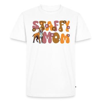 American Staffordshire Terrier Groovy Staffy Maman - T-shirt Premium bio Homme - blanc - Devant - Nico (187cm)