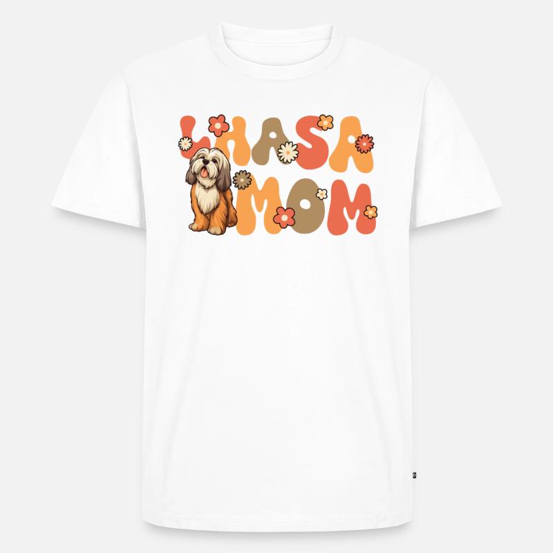 Lhasa Apso Groovy Lhasa Mom - Männer Premium Bio T-Shirt - Weiß
