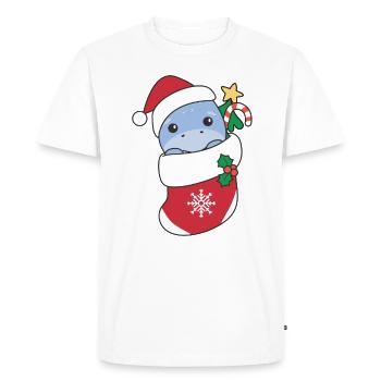 Dino Christmas Snow Winter Animals Dino - Men's Premium Organic T-Shirt - white - Front - Nico (187cm)