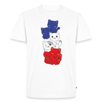Drapeau français Cat France française - T-shirt Premium bio Homme - blanc - Devant - Nico (187cm)