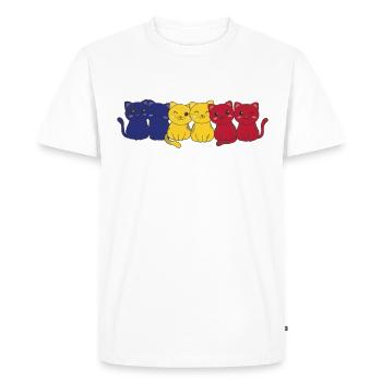 Drapeau roumain Chat roumain Roumain Chats roumains - T-shirt Premium bio Homme - blanc - Devant - Nico (187cm)