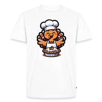 Tarte Pumkin à la dinde du chef de Thanksgiving - T-shirt Premium bio Homme - blanc - Devant - Nico (187cm)