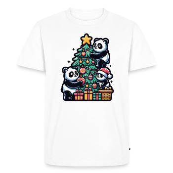 Pandas decorate the Christmas tree Christmas - Men's Premium Organic T-Shirt - white - Front - Nico (187cm)
