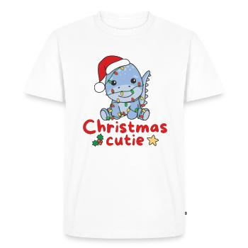 Dino Weihnachten Dinos Christmas Cutie - Men's Premium Organic T-Shirt - white - Front - Nico (187cm)