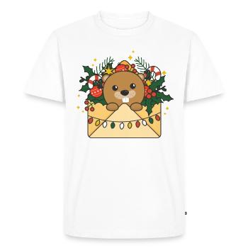 Castor Lettre de Noël Animaux d’hiver Castor - T-shirt Premium bio Homme - blanc - Devant - Nico (187cm)