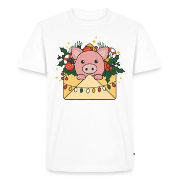 Cochon Noël Lettre Hiver Animaux Cochons - T-shirt Premium bio Homme - blanc - Devant - Nico (187cm)