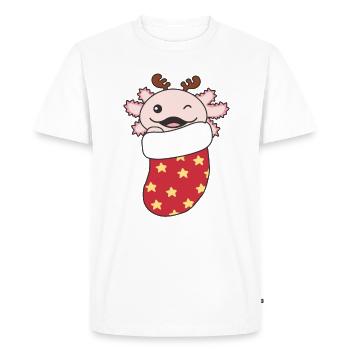 Axolotl Chaussette de Noël Animaux d’hiver Axolotl - T-shirt Premium bio Homme - blanc - Devant - Nico (187cm)