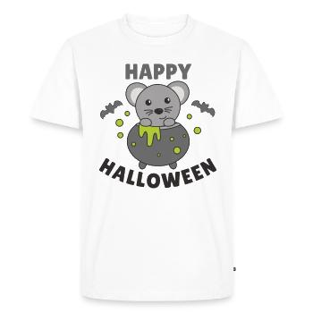 Mouse Happy Halloween Witch's Cauldron Bat - Men's Premium Organic T-Shirt - white - Front - Nico (187cm)