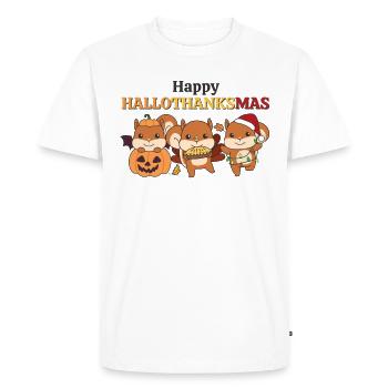 Happy Hallothanksmas Squirrel Christmas - Men's Premium Organic T-Shirt - white - Front - Nico (187cm)