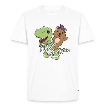 Quokka Happy Halloween T-Rex Momie Déguisement - T-shirt Premium bio Homme - blanc - Devant - Nico (187cm)