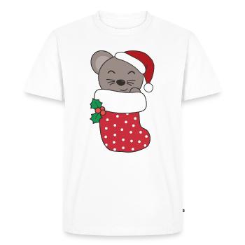 Souris mignonnes en chaussette de Noël pour souris de Noël - T-shirt Premium bio Homme - blanc - Devant - Nico (187cm)