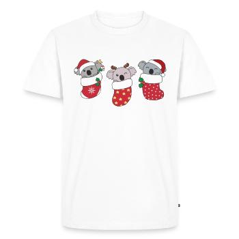 Cute Koala in Christmas Sock for Christmas Koala - Men's Premium Organic T-Shirt - white - Front - Nico (187cm)