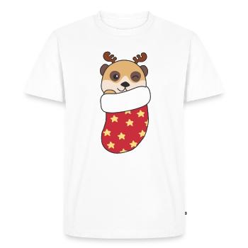 Mignon suricate en chaussette de Noël aussi - T-shirt Premium bio Homme - blanc - Devant - Nico (187cm)