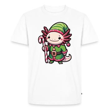 Axolotl Joyeux Noël Elfe d’hiver Axolotl - T-shirt Premium bio Homme - blanc - Devant - Nico (187cm)