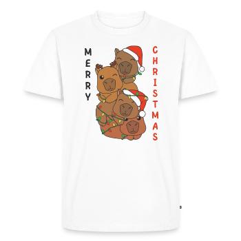 Capybara Arbre de Noël Animaux de Noël Capybaras - T-shirt Premium bio Homme - blanc - Devant - Nico (187cm)