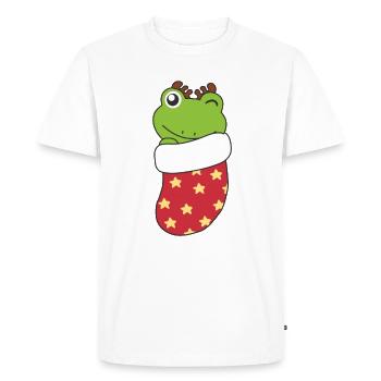 Cute frogs in Christmas sock for Christmas - Men's Premium Organic T-Shirt - white - Front - Nico (187cm)