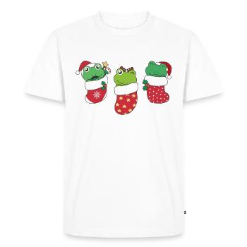 Grenouilles mignonnes en chaussette de Noël pour Noël - T-shirt Premium bio Homme - blanc - Devant - Nico (187cm)