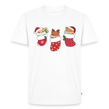 Mignon hamster en chaussette de Noël pour Noël - T-shirt Premium bio Homme - blanc - Devant - Nico (187cm)