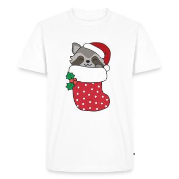 Cute raccoons in Christmas sock for Christmas - Men's Premium Organic T-Shirt - white - Front - Nico (187cm)