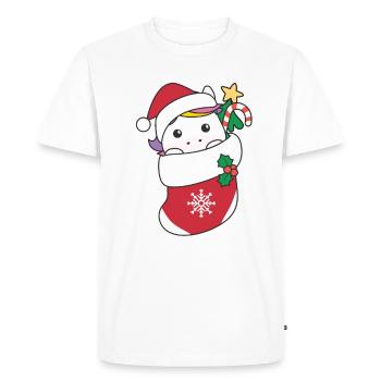 Cute unicorns in Christmas socks for Christmas - Men's Premium Organic T-Shirt - white - Front - Nico (187cm)