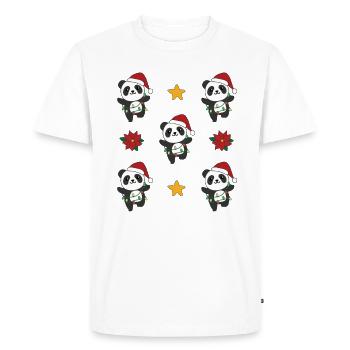 Panda Noël Hiver Animaux Pandas - T-shirt Premium bio Homme - blanc - Devant - Nico (187cm)
