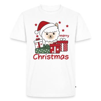 Alpaga Cadeau de Noël Animaux d’hiver Alpaga - T-shirt Premium bio Homme - blanc - Devant - Nico (187cm)