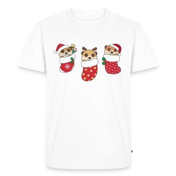 Mignon suricate en chaussette de Noël aussi - T-shirt Premium bio Homme - blanc - Devant - Nico (187cm)