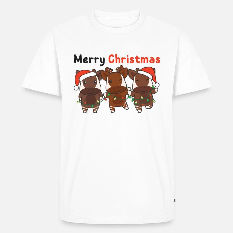 Okapi Noël Hiver Animaux Okapi - T-shirt Premium bio Homme - blanc