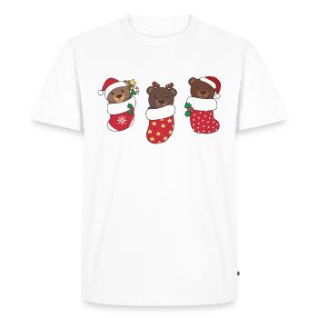 Cute Bears in Christmas Sock for Christmas Bear - Men's Premium Organic T-Shirt - white - Front - Nico (187cm)