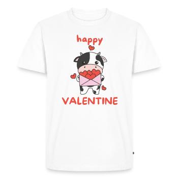 Vache pour la Saint-Valentin animaux mignons avec des cœurs - T-shirt Premium bio Homme - blanc - Devant - Nico (187cm)