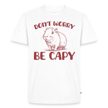 Don't worry, be Capy Funny Capybara - Men's Premium Organic T-Shirt - white - Front - Nico (187cm)