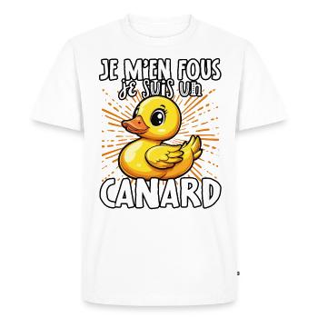 Je m’en fous je suis un canard - sweet duck - T-shirt Premium bio Homme - blanc - Devant - Nico (187cm)