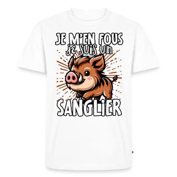 Je m’en fous je suis un sanglier - sweet - T-shirt Premium bio Homme - blanc - Devant - Nico (187cm)