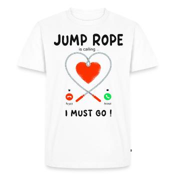 Appel à la corde à sauter - Seilspringen - T-shirt Premium bio Homme - blanc - Devant - Nico (187cm)