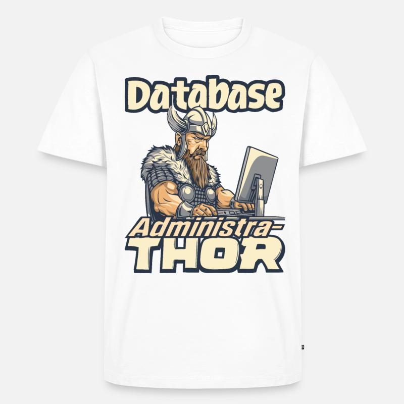 Viking Databaseadministra-thor Nerdy - Männer Premium Bio T-Shirt - Weiß