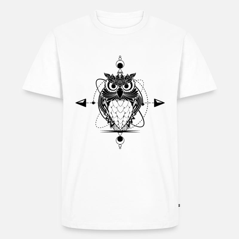 Eule Tattoo - Männer Premium Bio T-Shirt - Weiß