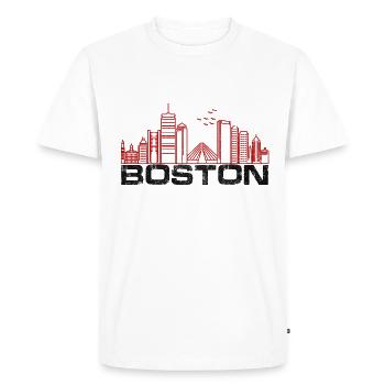 boston city - Men's Premium Organic T-Shirt - white - Front - Nico (187cm)