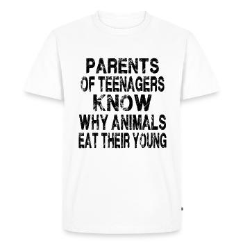 Les parents de l’adolescence - T-shirt Premium bio Homme - blanc - Devant - Nico (187cm)
