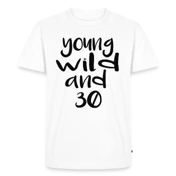 young and 30 - T-shirt Premium bio Homme - blanc - Devant - Nico (187cm)