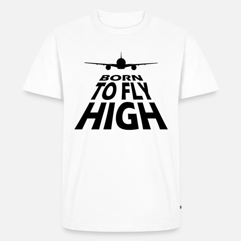 Born to fly Pilot - Männer Premium Bio T-Shirt - Weiß