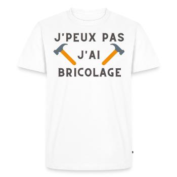J'peux pas j'ai bricolage - T-shirt Premium bio Homme - blanc - Devant - Nico (187cm)