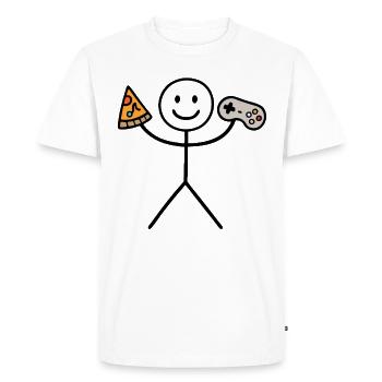 Drôle Pizza Gamer avec manette Gaming Stick Men - T-shirt Premium bio Homme - blanc - Devant - Nico (187cm)