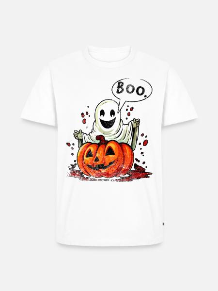 Gespenst Kürbis Halloween Boo Gespenst Boo Gespenst - Männer Premium Bio T-Shirt - Weiß