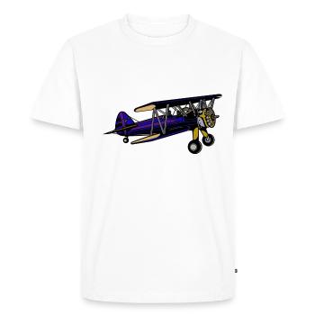 Avion, biplan, aviateur, mouche - T-shirt Premium bio Homme - blanc - Devant - Nico (187cm)