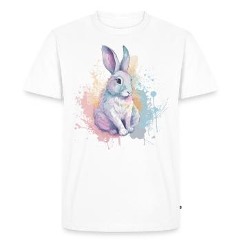 Aquarelle Rabbit Bunny Splash - T-shirt Premium bio Homme - blanc - Devant - Nico (187cm)