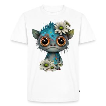 Cute alien with daisies - Men's Premium Organic T-Shirt - white - Front - Nico (187cm)