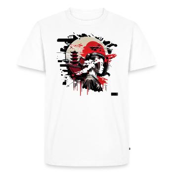 Design de Street Art japonais surréaliste - Warrior - T-shirt Premium bio Homme - blanc - Devant - Nico (187cm)