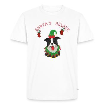 Border Collie Dog Santa's Helper - Men's Premium Organic T-Shirt - white - Front - Nico (187cm)