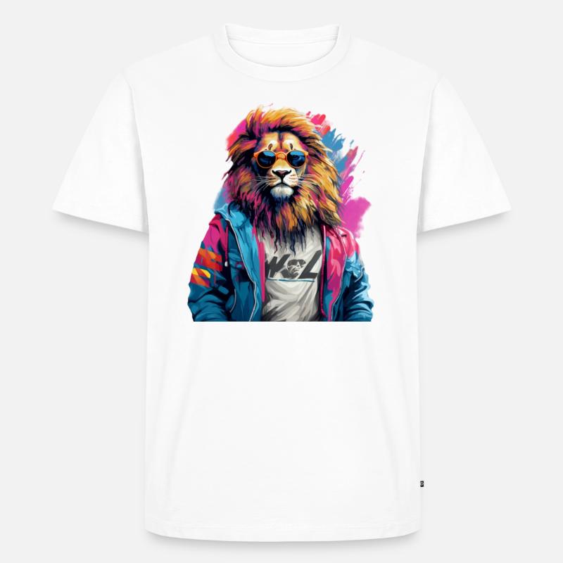 Cooler Löwe - Männer Premium Bio T-Shirt - Weiß